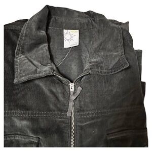 Offline By Aerie Shirt Women's Small Black/Grey Shadow Oversized Corduroy NWT